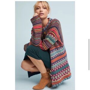 MOTH Livia Intarsia Anthropologie Wool Sweater Cardigan Fair Isle blogger